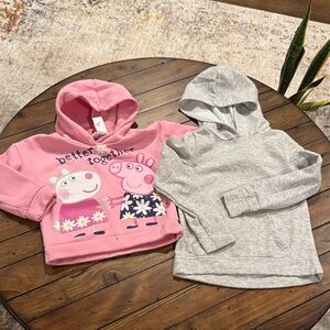 Peppa Pig Pink Hooded Sweatshirt with Grey Pullover Set